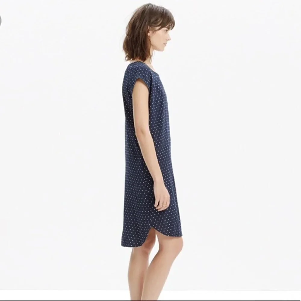 Madewell Layout Tunic Polka Dot Dress Navy Blue White Size Medium